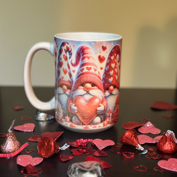 Hand Crafted Valentines Day Gnome Sublimated 15oz Mug - Picture 7 of 11
